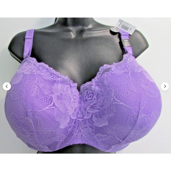 Torrid Curve 44G Lightly Lined Full Coverage Balconette Bra Purple Lace Floral - Picture 1 of 7